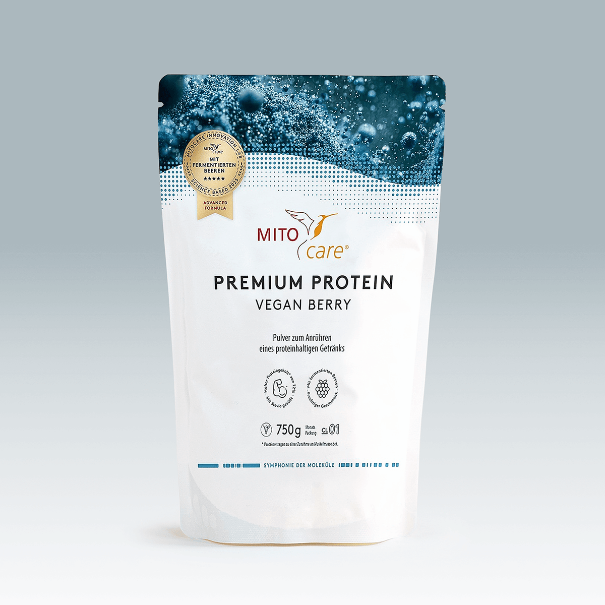 Premium Protein, Vegan Berry, Pulver, echte fermentiere Beeren, MITOcare