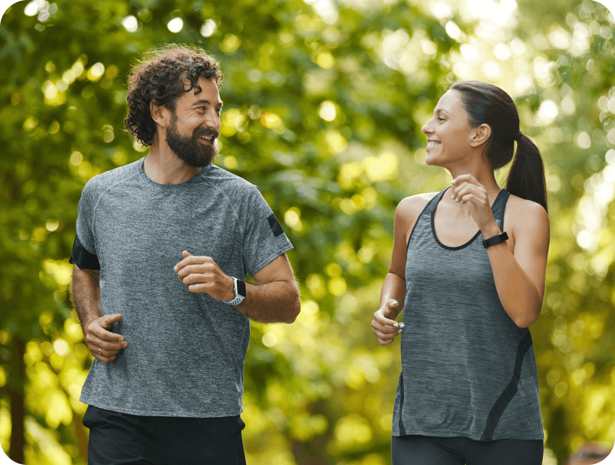 Man and woman jogging, wishing to have children, and men's health