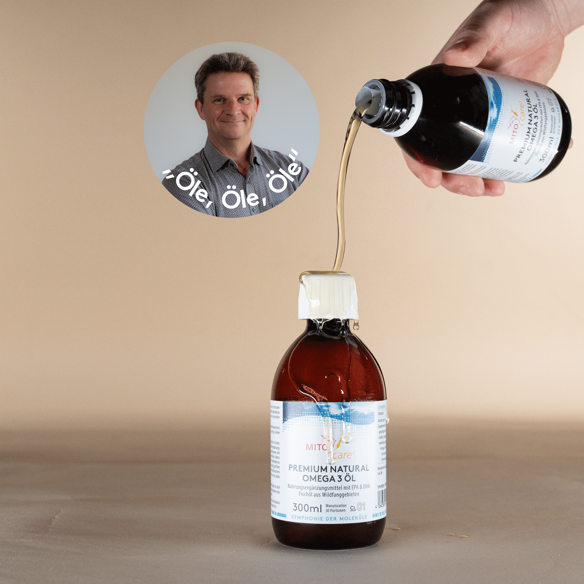 MITOcare Premium Natural Omega 3 Öl Produktfoto als GIF
