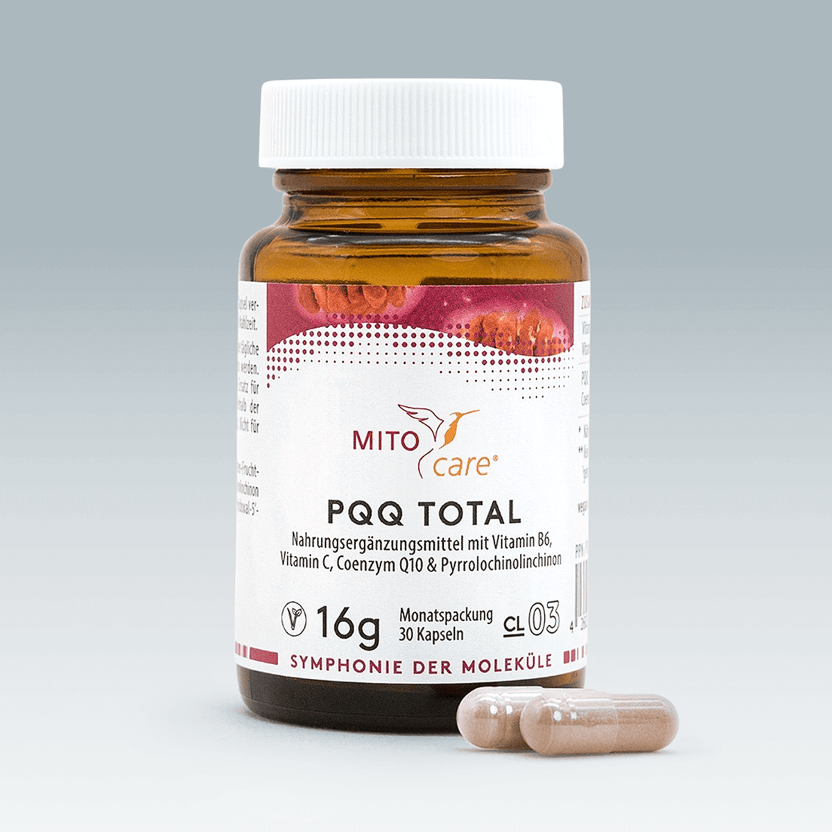 MITOcare PQQ TOTAL Nahrungsergänzungsmittel mit PQQ, Coenzym Q10, Vitamin B6 und C – 30 Kapseln